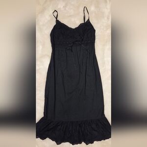 Dynamite Black Cotton Drawstring Midi Skirt